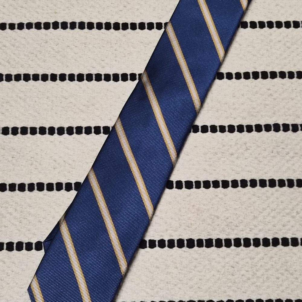 J. Crew Blue and Gold Diagonal Striped Tie